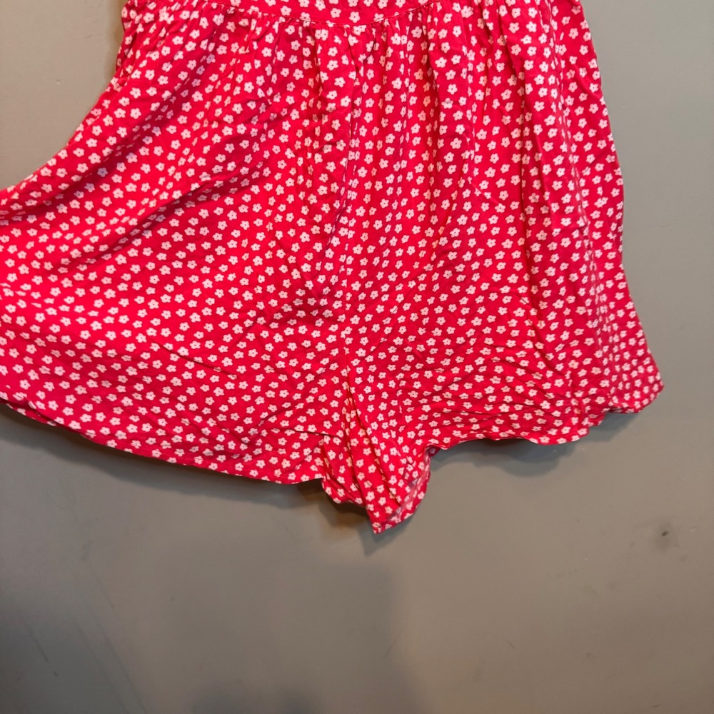 Hollister Womens Red White Ditsy Floral Cutout Smocked Back Summer Romper Size M - Picture 3 of 6
